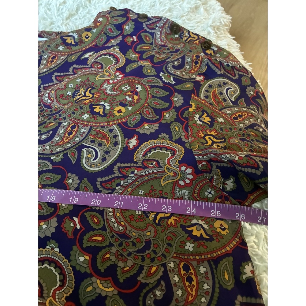 CHAUS Womens Size 20W/34 Button Blouse Purple Green Paisley Short Sleeve - Picture 7 of 16